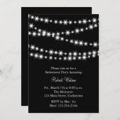 退職パーティーの黒のきらめきライト 招待状 (正面/裏面)