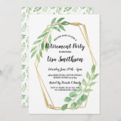 退職パーティーは金ゴールドフレームの夏の招待を残します 招待状 (正面/裏面)