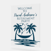 退職パーティーウェルカムビーチパームツリーズ アクリルサイン (傾斜)