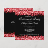 退職パーティーエレガントの赤い輝き 招待状 (正面/裏面)