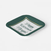 退職パーティーエレガントグリーンと金ゴールドスクエア ペーパープレート (傾斜あり)