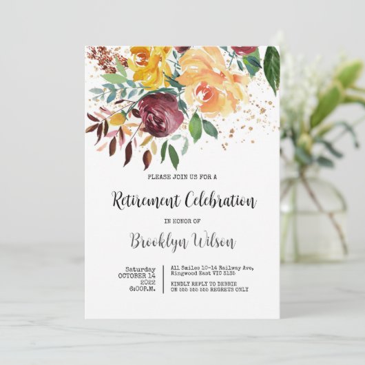 退職パーティーエレガントシックフローラ 招待状 (スタンド正面)