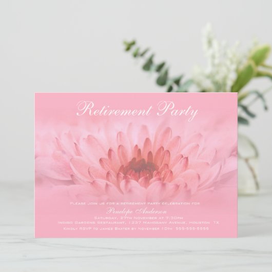 退職パーティーエレガントピンクフローラ 招待状 (スタンド正面)