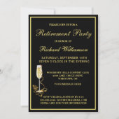 退職パーティーエレガントブラック金ゴールド招待状 招待状 (正面)