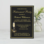 退職パーティーエレガントブラック金ゴールド招待状 招待状 (スタンド正面)
