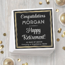 退職パーティーエレガントブラック、ホワイト、金ゴールド スタンダードカクテルナプキン