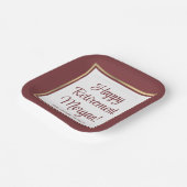 退職パーティーエレガントブルゴーニュと金ゴールドスクエア ペーパープレート (傾斜あり)