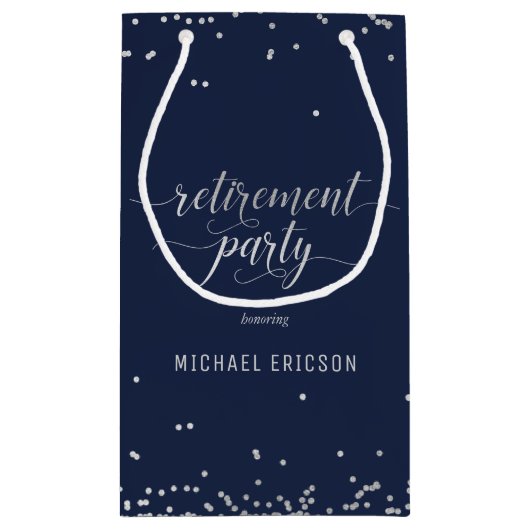 退職パーティーエレガント抱き枕シルバー スモールペーパーバッグ (裏面)