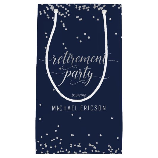 退職パーティーエレガント抱き枕シルバー スモールペーパーバッグ (正面)