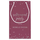 退職パーティーエレガント抱き枕銀、ピンク スモールペーパーバッグ (裏面)