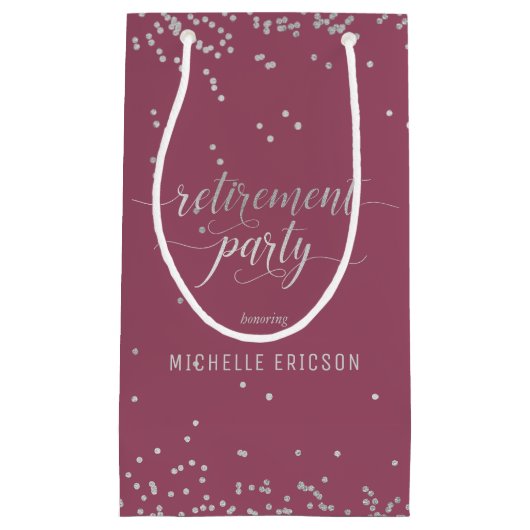 退職パーティーエレガント抱き枕銀、ピンク スモールペーパーバッグ (正面)