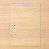 退職パーティーエレガント金ゴールドアクリル招待状 アクリル招待状 (正面)