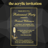 退職パーティーエレガント金ゴールドアクリル招待状 アクリル招待状