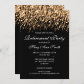 退職パーティーエレガント金ゴールド星 招待状 (正面/裏面)