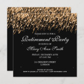 退職パーティーエレガント金ゴールド星 招待状 (正面/裏面)