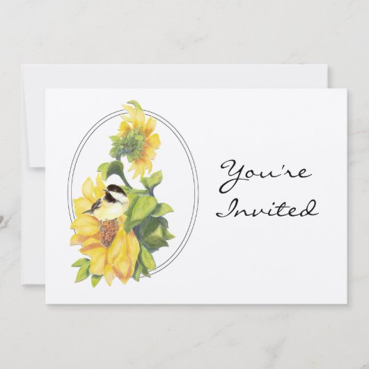退職パーティーカスタム招待状ひまわり 招待状 (正面)