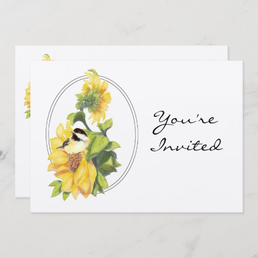 退職パーティーカスタム招待状ひまわり 招待状 (正面/裏面)