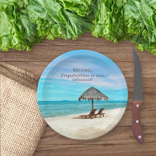 退職パーティーカスタム熱帯ビーチ ペーパープレート