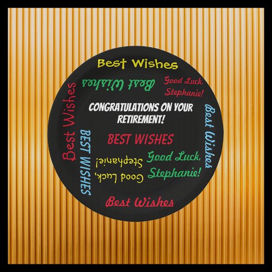 退職パーティーカラフルおもしろい ペーパープレート