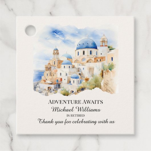 退職パーティーカラフルギリシャビレッジヒル フェイバータグ (正面)