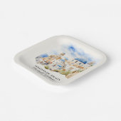 退職パーティーカラフルギリシャビレッジヒル ペーパープレート (傾斜あり)