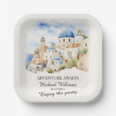 退職パーティーカラフルギリシャビレッジヒル ペーパープレート (正面)