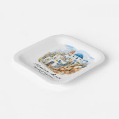 退職パーティーカラフルギリシャ村海 ペーパープレート (傾斜あり)