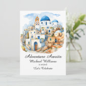 退職パーティーカラフルギリシャ村海 招待状 (スタンド正面)