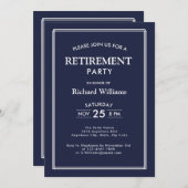 退職パーティークラシックブルー招待状 招待状 (正面/裏面)