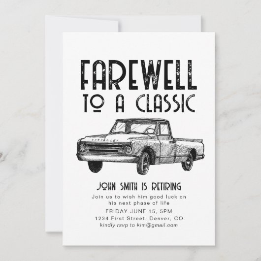 退職パーティークラシック招待状への別 招待状 (正面)