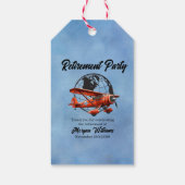 退職パーティーグローブ旅行飛行機場所 ギフトタグ (裏面)