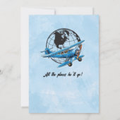 退職パーティーグローブ旅行飛行機場所 招待状 (裏面)