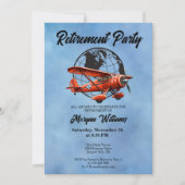 退職パーティーグローブ旅行飛行機場所 招待状 (正面)