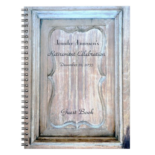 退職パーティーゲストブックウェザードウッドドア ノートブック (正面)