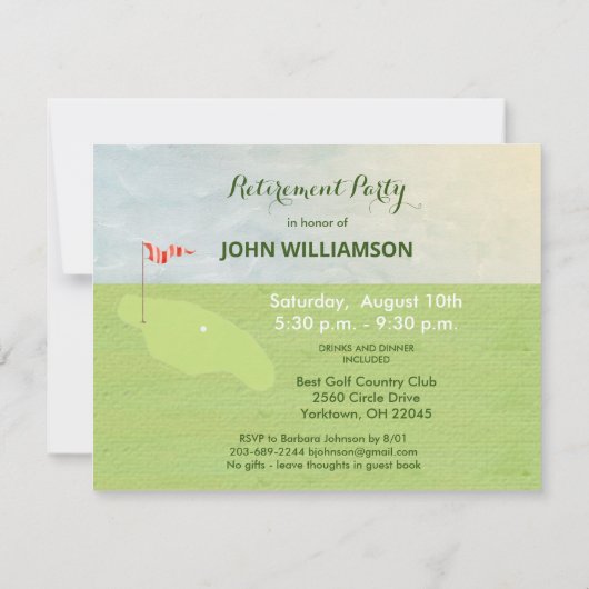 退職パーティーゴルフテーマ 案内状 (裏面)