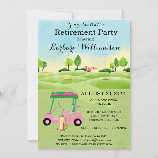 退職パーティーゴルフパーティー 招待状 (正面)