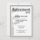 退職パーティーゴルフモダン企業の白黒 招待状 (正面)