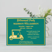 退職パーティーゴルフ実在金ゴールド 箔招待状 (立ち正面)