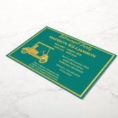 退職パーティーゴルフ実在金ゴールド 箔招待状 (回転した状態)