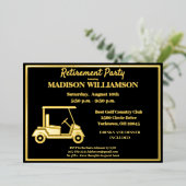 退職パーティーゴルフ実在金ゴールド 箔招待状 (立ち正面)