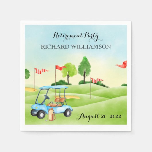 退職パーティーゴルフ スタンダードカクテルナプキン (正面)