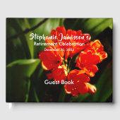 退職パーティージャンボはっきりしたオレンジ色の花フローラ ゲストブック (正面)