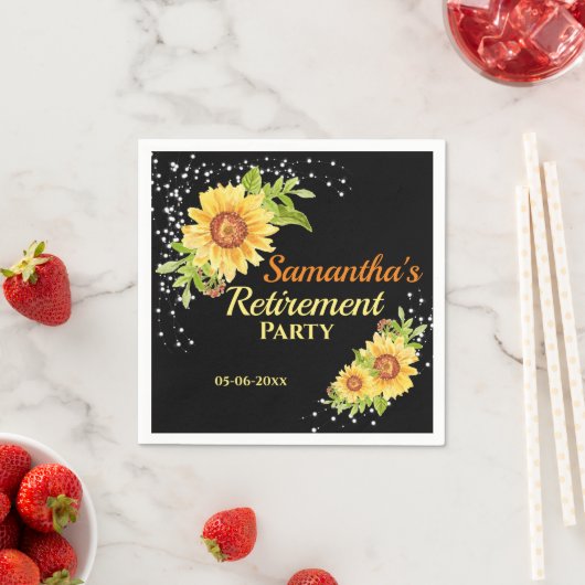 退職パーティースタイリッシュフローラひまわり スタンダードカクテルナプキン (インサイチュ)