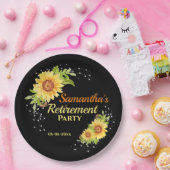 退職パーティースタイリッシュフローラひまわり ペーパープレート (パーティー)