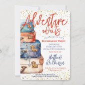 退職パーティースーツケースアドベンチャー待ち 招待状 (正面)