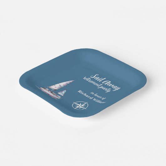 退職パーティーセイル遠くに航海のテーマ ペーパープレート (傾斜あり)