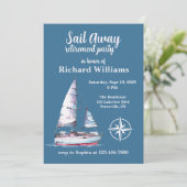 退職パーティーセイル遠くに航海のテーマ 招待状 (スタンド正面)