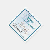 退職パーティーナプキンと飛行機デザイン3 スタンダードカクテルナプキン (角)