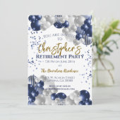 退職パーティーネイビーバルーン 招待状 (スタンド正面)