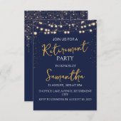 退職パーティーネイビーブルーモダン 招待状 (正面/裏面)